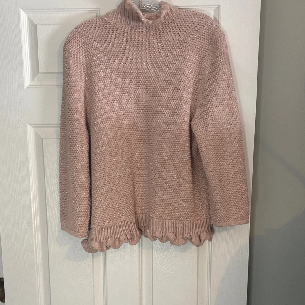 Ruby Rd. Soft Pink Ruffle Cardigan - Picture 2 of 5